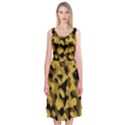 Black Yellow Brown Camouflage Pattern Midi Sleeveless Dress View1