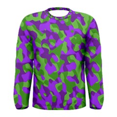 Purple And Green Camouflage Men s Long Sleeve Tee by SpinnyChairDesigns