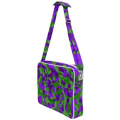 Purple And Green Camouflage Cross Body Office Bag by SpinnyChairDesigns