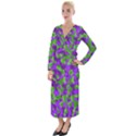 Purple and Green Camouflage Velvet Maxi Wrap Dress View1