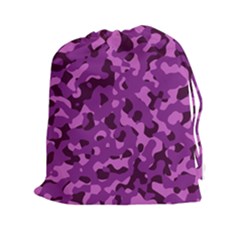 Dark Purple Camouflage Pattern Drawstring Pouch (2xl) by SpinnyChairDesigns