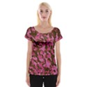 Pink and Brown Camouflage Cap Sleeve Top View1