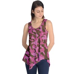 Pink And Brown Camouflage Sleeveless Tunic by SpinnyChairDesigns