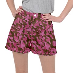 Pink And Brown Camouflage Ripstop Shorts by SpinnyChairDesigns