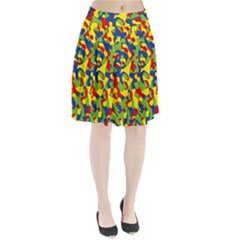 Colorful Rainbow Camouflage Pattern Pleated Skirt by SpinnyChairDesigns