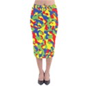 Colorful Rainbow Camouflage Pattern Velvet Midi Pencil Skirt View1