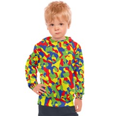 Colorful Rainbow Camouflage Pattern Kids  Hooded Pullover by SpinnyChairDesigns