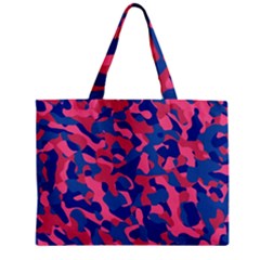 Blue And Pink Camouflage Pattern Zipper Mini Tote Bag by SpinnyChairDesigns