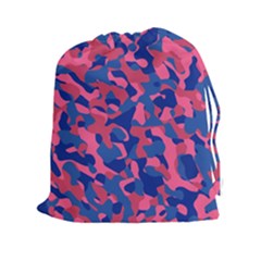 Blue And Pink Camouflage Pattern Drawstring Pouch (2xl) by SpinnyChairDesigns