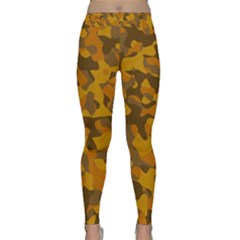 Brown And Orange Camouflage Classic Yoga Leggings by SpinnyChairDesigns