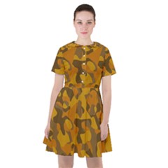 Brown And Orange Camouflage Sailor Dress by SpinnyChairDesigns