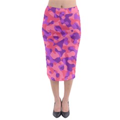 Pink And Purple Camouflage Midi Pencil Skirt by SpinnyChairDesigns