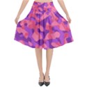 Pink and Purple Camouflage Flared Midi Skirt View1