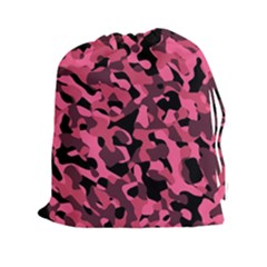 Black And Pink Camouflage Pattern Drawstring Pouch (2xl) by SpinnyChairDesigns