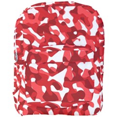 Red And White Camouflage Pattern Full Print Backpack by SpinnyChairDesigns