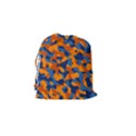 Blue and Orange Camouflage Pattern Drawstring Pouch (Small) View2