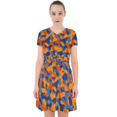 Blue And Orange Camouflage Pattern Adorable In Chiffon Dress by SpinnyChairDesigns