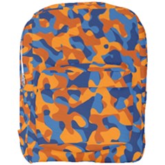 Blue And Orange Camouflage Pattern Full Print Backpack by SpinnyChairDesigns