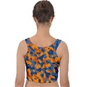 Blue and Orange Camouflage Pattern Velvet Crop Top View2