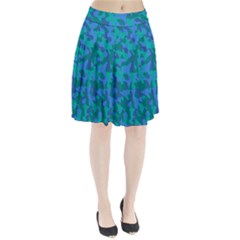 Blue Turquoise Teal Camouflage Pattern Pleated Skirt by SpinnyChairDesigns