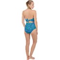 Blue Turquoise Teal Camouflage Pattern Scallop Top Cut Out Swimsuit View2