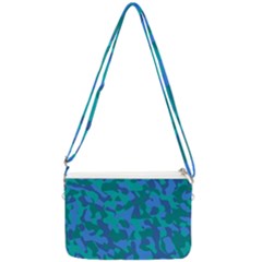 Blue Turquoise Teal Camouflage Pattern Double Gusset Crossbody Bag by SpinnyChairDesigns