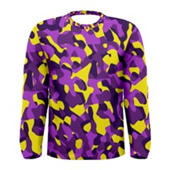 Purple And Yellow Camouflage Pattern Men s Long Sleeve Tee by SpinnyChairDesigns