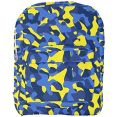 Blue And Yellow Camouflage Pattern Full Print Backpack by SpinnyChairDesigns