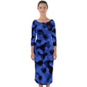 Black and Blue Camouflage Pattern Quarter Sleeve Midi Bodycon Dress View1