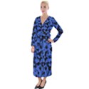 Black and Blue Camouflage Pattern Velvet Maxi Wrap Dress View1