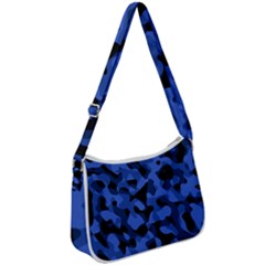 Black And Blue Camouflage Pattern Zip Up Shoulder Bag by SpinnyChairDesigns