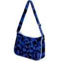 Black and Blue Camouflage Pattern Zip Up Shoulder Bag View2