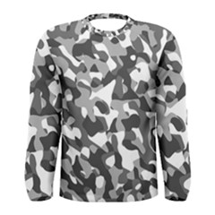 Grey And White Camouflage Pattern Men s Long Sleeve Tee by SpinnyChairDesigns