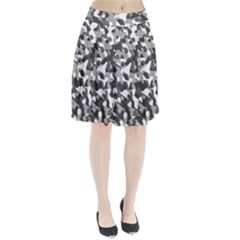 Grey And White Camouflage Pattern Pleated Skirt by SpinnyChairDesigns