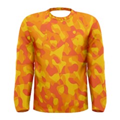 Orange And Yellow Camouflage Pattern Men s Long Sleeve Tee by SpinnyChairDesigns