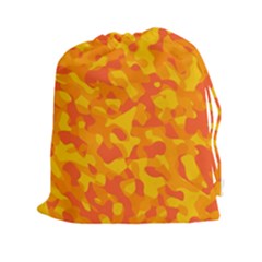 Orange And Yellow Camouflage Pattern Drawstring Pouch (2xl) by SpinnyChairDesigns