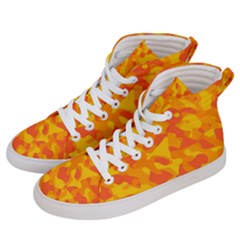 Orange And Yellow Camouflage Pattern Men s Hi-top Skate Sneakers by SpinnyChairDesigns