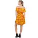 Orange and Yellow Camouflage Pattern Off Shoulder Chiffon Dress View2