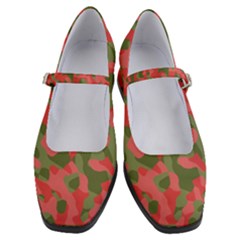 Pink And Green Camouflage Pattern Women s Mary Jane Shoes by SpinnyChairDesigns