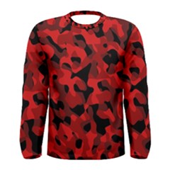 Red And Black Camouflage Pattern Men s Long Sleeve Tee by SpinnyChairDesigns