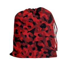 Red And Black Camouflage Pattern Drawstring Pouch (2xl) by SpinnyChairDesigns