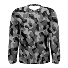 Grey And Black Camouflage Pattern Men s Long Sleeve Tee by SpinnyChairDesigns