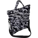 Grey and Black Camouflage Pattern Fold Over Handle Tote Bag View1