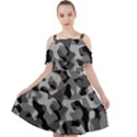 Grey and Black Camouflage Pattern Cut Out Shoulders Chiffon Dress View1