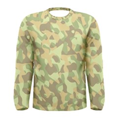 Light Green Brown Yellow Camouflage Pattern Men s Long Sleeve Tee by SpinnyChairDesigns