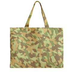 Light Green Brown Yellow Camouflage Pattern Zipper Mini Tote Bag by SpinnyChairDesigns