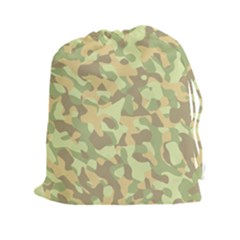 Light Green Brown Yellow Camouflage Pattern Drawstring Pouch (2xl) by SpinnyChairDesigns