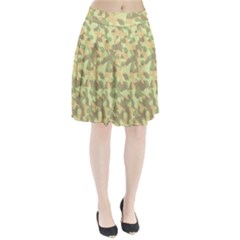 Light Green Brown Yellow Camouflage Pattern Pleated Skirt by SpinnyChairDesigns