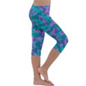 Purple and Teal Camouflage Pattern Kids  Lightweight Velour Capri Leggings  View3