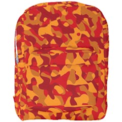 Red And Orange Camouflage Pattern Full Print Backpack by SpinnyChairDesigns